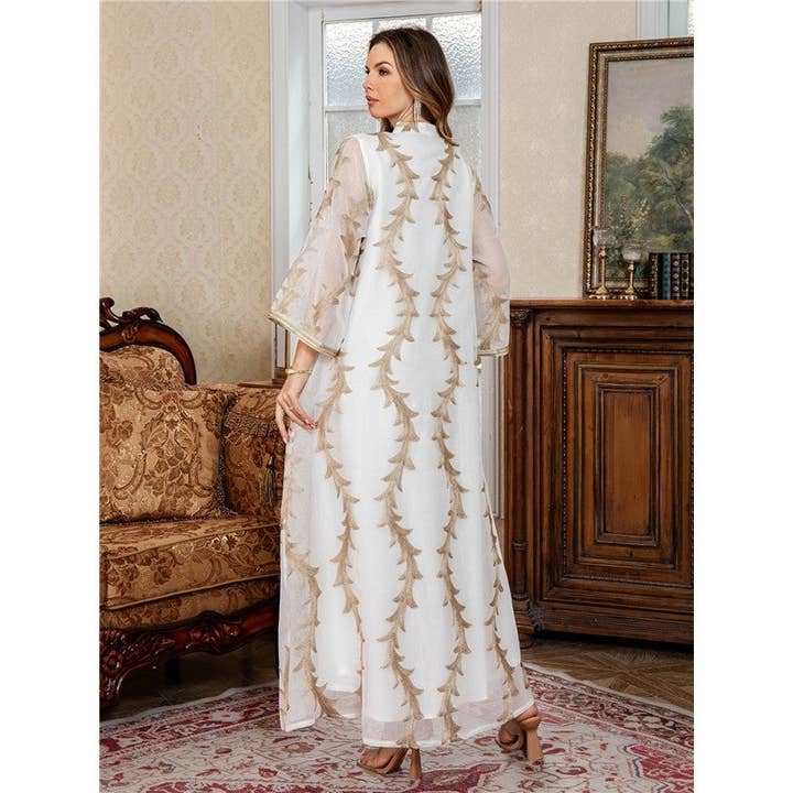 MoodGold - Wholesale Kaftan - Women's - Embroidered Mesh Tribal Muslim Abaya2