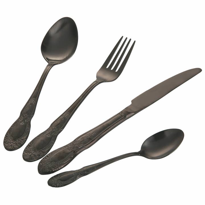 WONDERLAND SET POSATE 24PZ NERO SATINATO # per la vendita all'ingrosso da parte di VdE Tivoli 1996