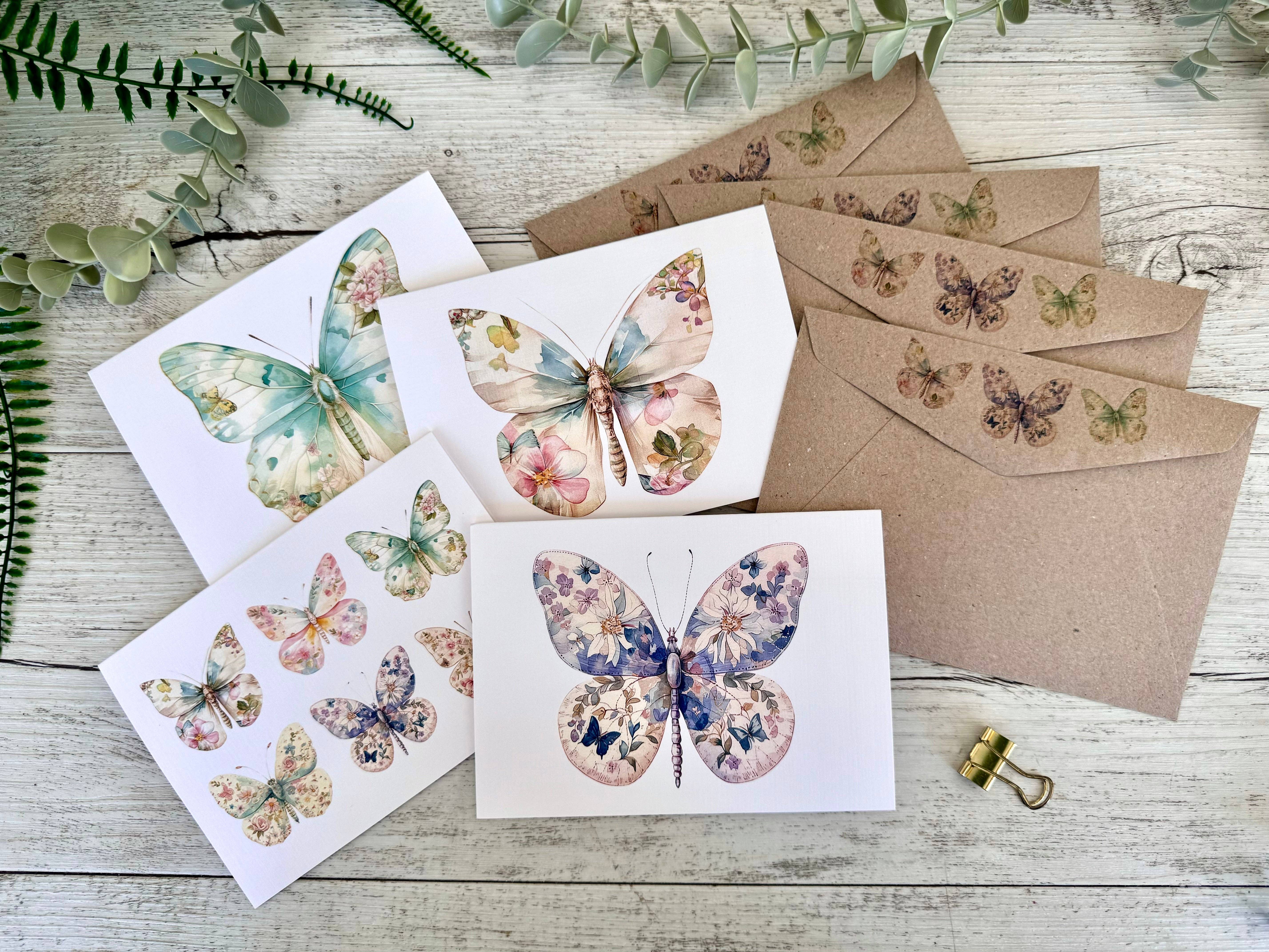 Scattered Seed Co - Vente Carte de vœux classique - Carte de vœux PAPILLON PASTEL - Violet1