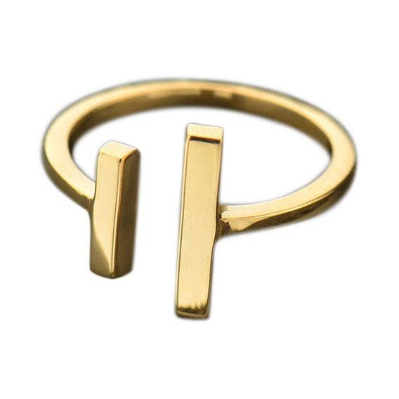 Gold Adjustable Natural Bronze Parallel Bars Ring for wholesale on Faire2