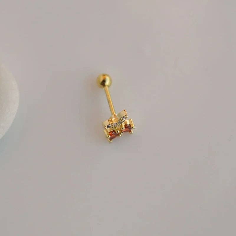 StockJWL - Wholesale Single Earring - Cherry Tragus Piercing for Helix, Cartilage, and Lobe - Gold and Silver4