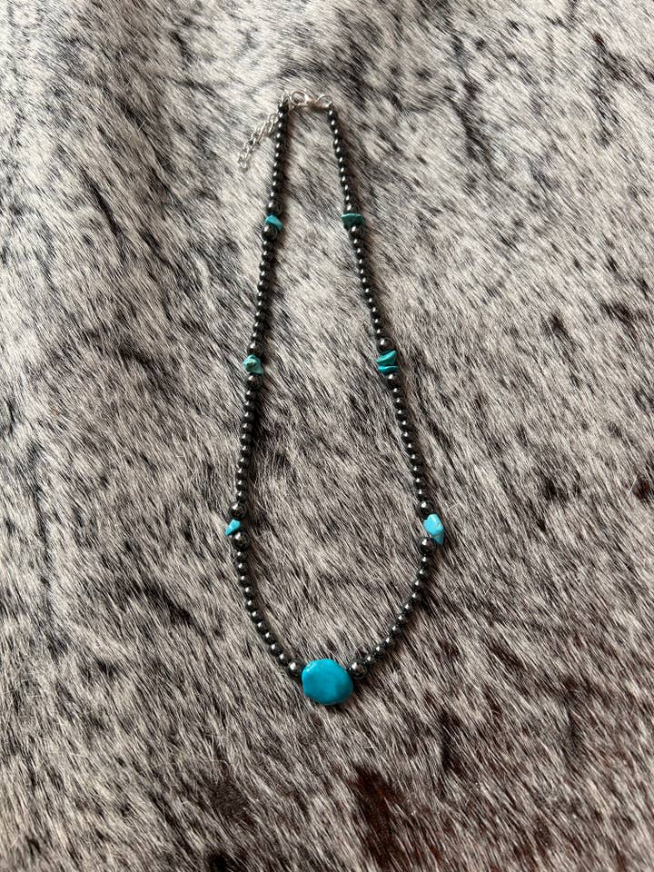 Turquoise Chips and (Faux) Navajo Necklace for wholesale by Delanie Nicole