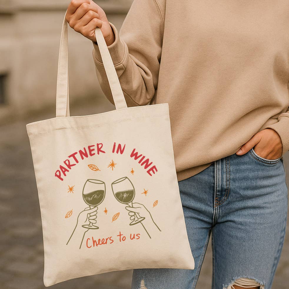 DaisyChainDesignCo – wholesale Tote bag – Women's – Partner In Wine Canvas Tote Bag 0