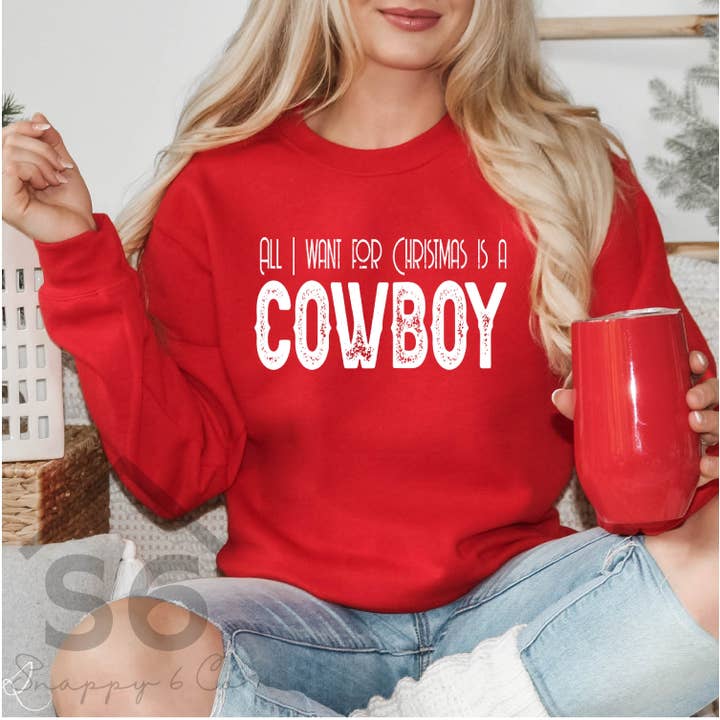 Christmas Cowboy Screen Print Transfer for wholesale by Snappy 6 Co