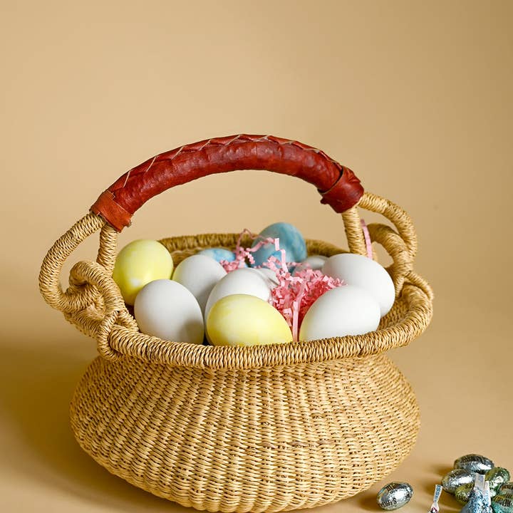 Swahili | AFRICAN MODERN - Wholesale Basket - Petite Natural Swing Basket - Leather Handle2