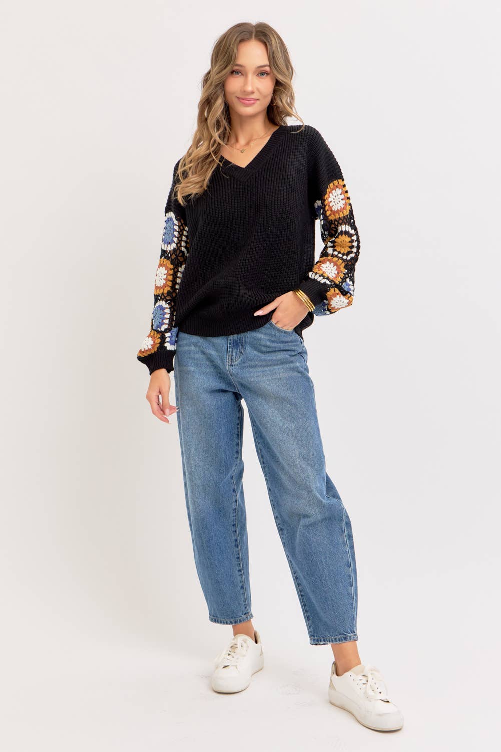 Sweet Lovely by Jen - Wholesale Knit Sweater - Women's - CROCHET PATCHWORK SWEATER36