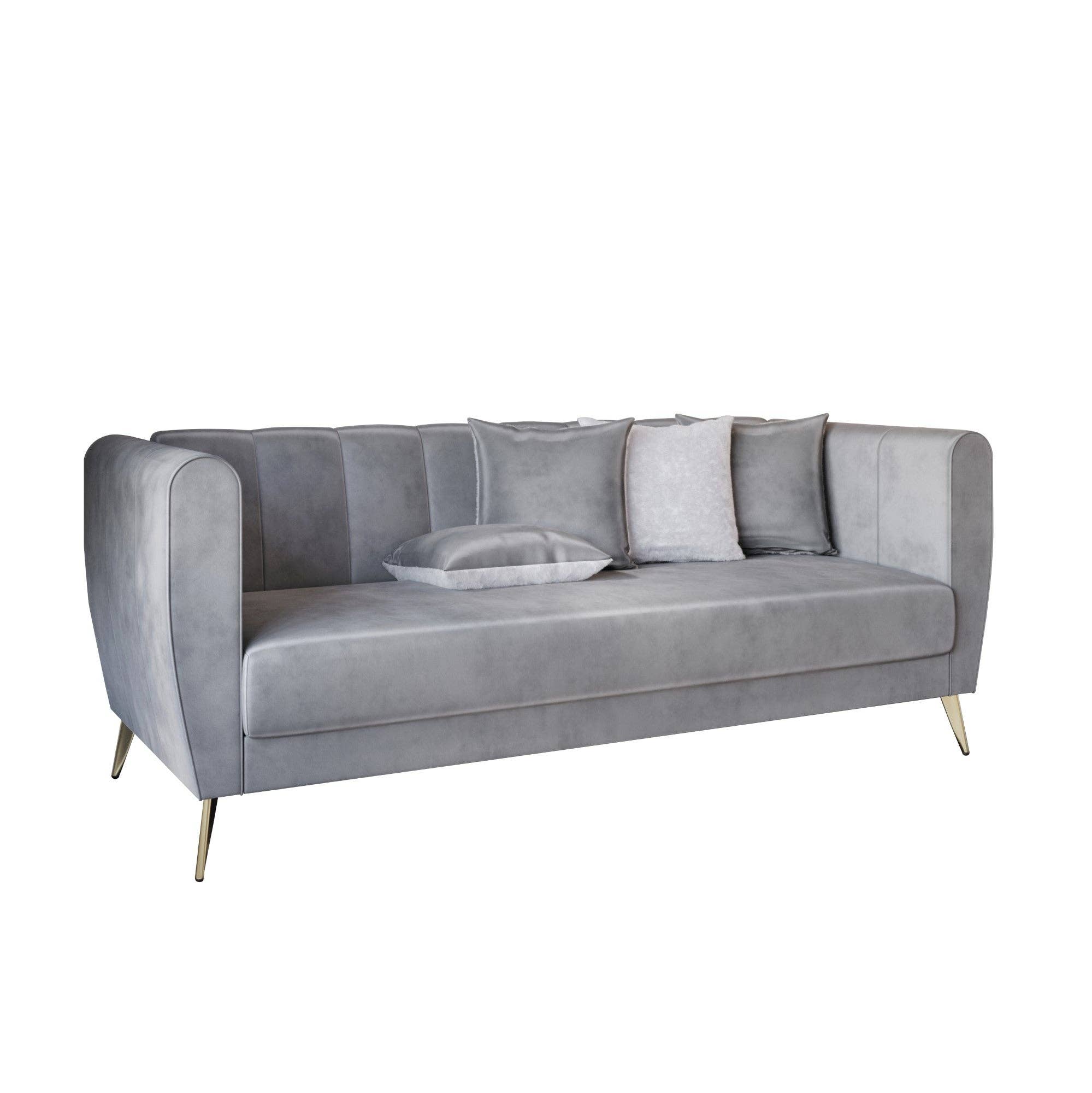 Home Design - Wholesale Sofa - Scarlett Velvet Flared Arm 3-Seater Sofa with 4 Throw Pillow10