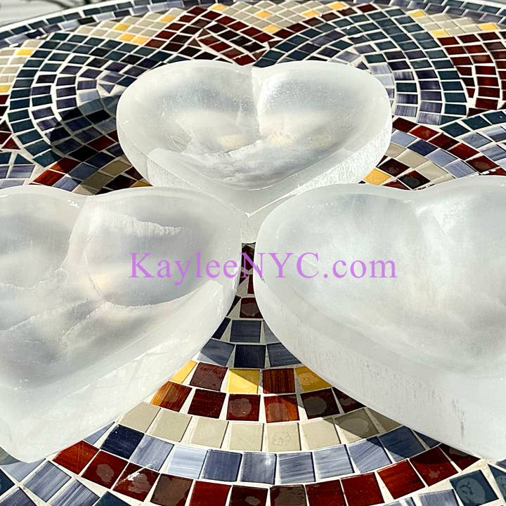 KayleeNYC - Wholesale Spiritual Stone/Crystal - Natural Selenite aka Satin Spar Heart Bowls1