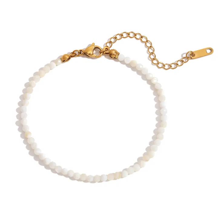 White jade beaded bracelet for wholesale by LOUIZ