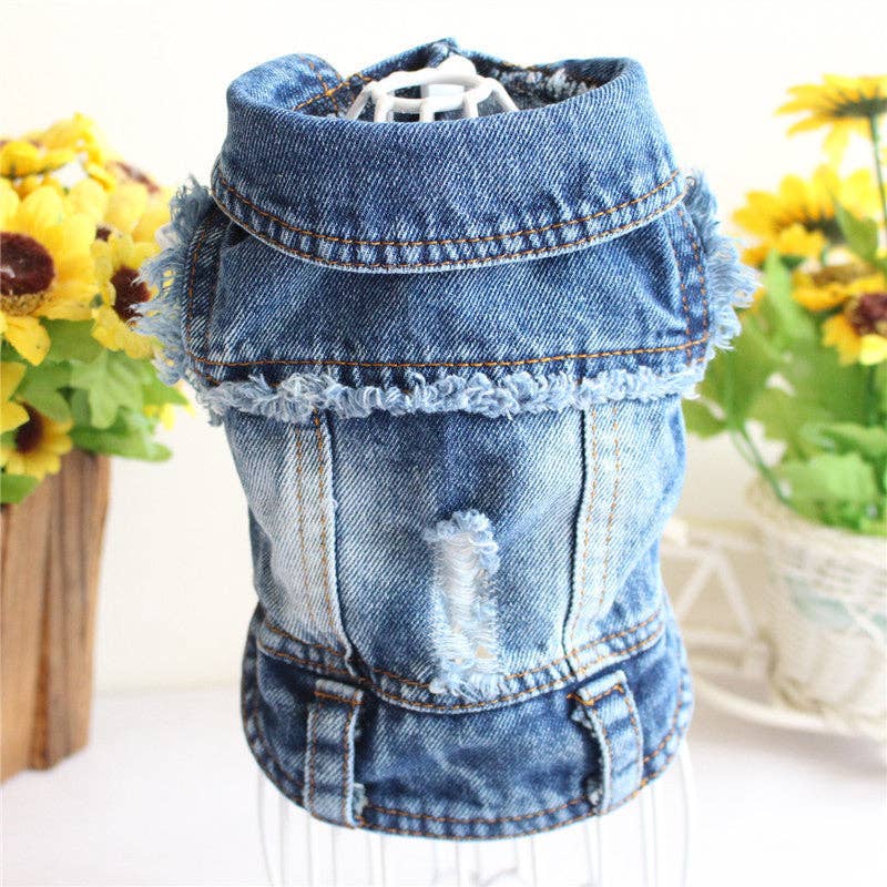 Furr-Baby Gifts - Wholesale Pet Sweater - Dog - Pet Dog Cat Blue Denim Jeans Jacket Coat Vest7