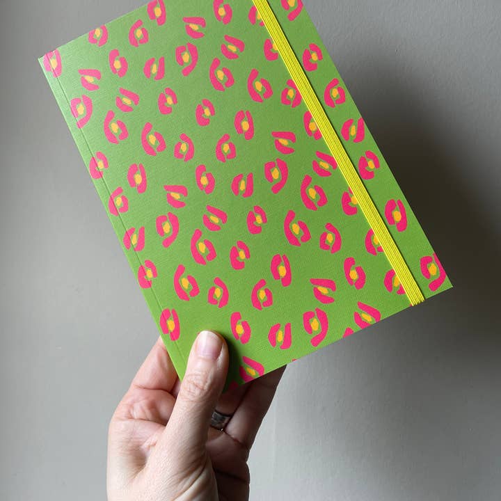 A5 Leopard Print Notebook (Green) for wholesale by Popsy & Plum