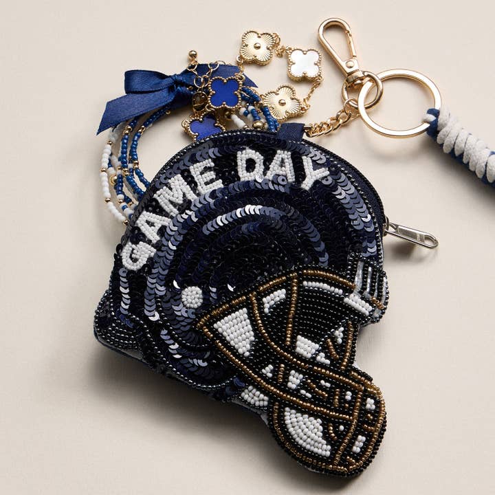 Frem - Wholesale Keychain - Women's - Game Day Beaded Helmet Keychain Pouch – Team Colors15