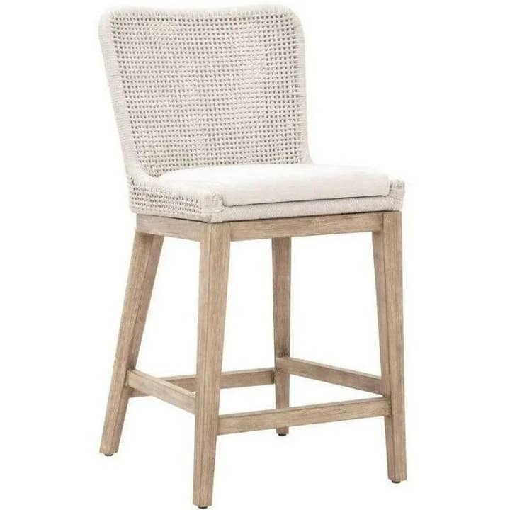 Mesh Counter Stool White Speckle Rope & SeatWood for wholesale by LOOMLAN