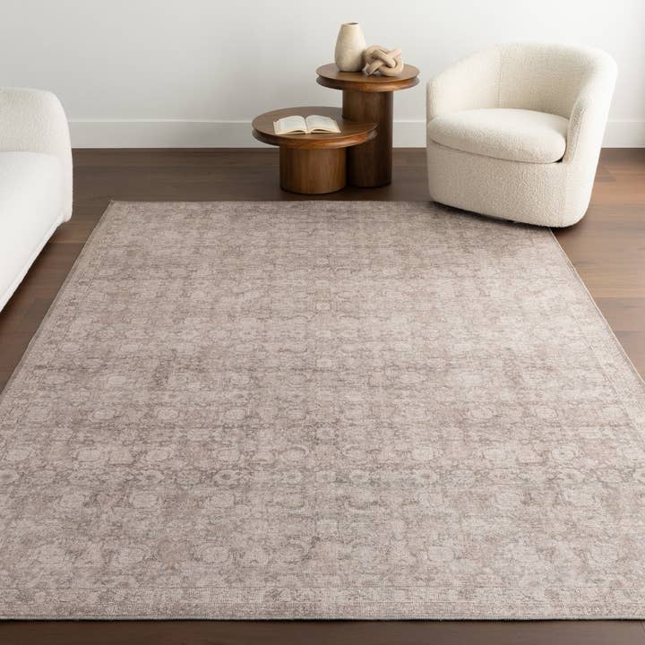 Dark Beige Hillstone Collection Delphi Traditional Vintage Medallion Area Rug for wholesale on Faire7