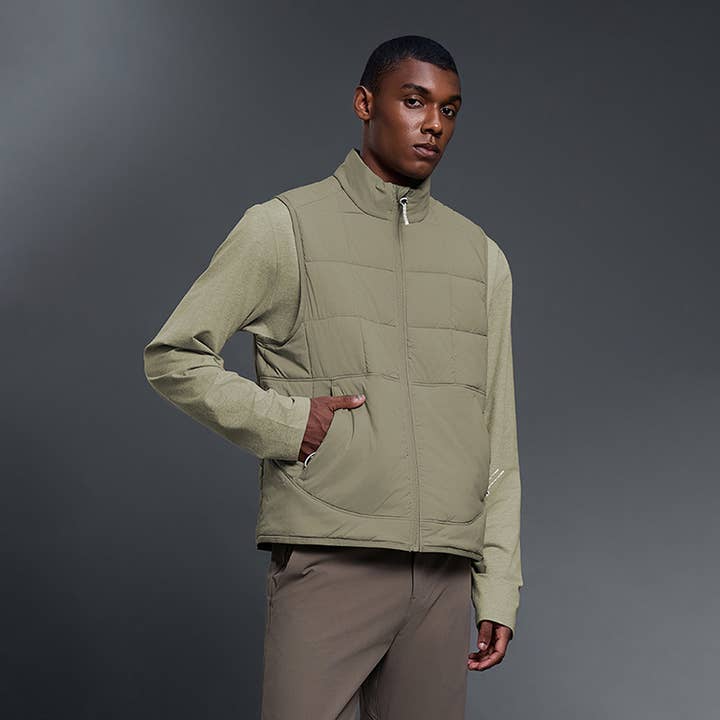 Men Lightweight Windproof Quilted Stand Collar Vest Jacket for wholesale by Sodalemon