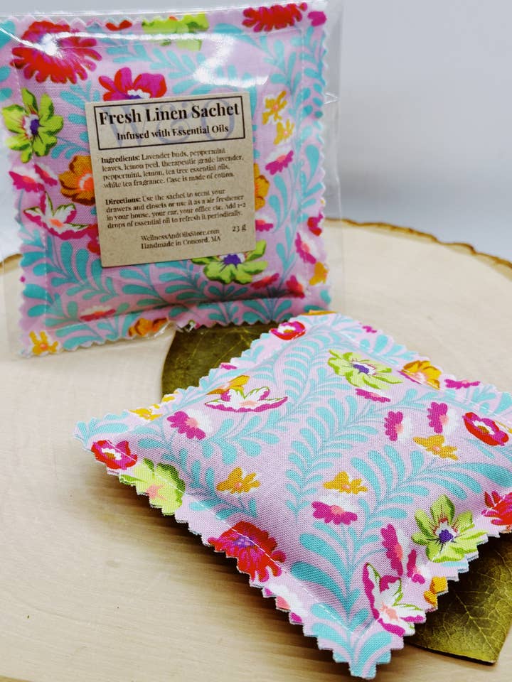 Fresh Linen Aromatherapy Sachet Pink for wholesale by Wellness & Oils