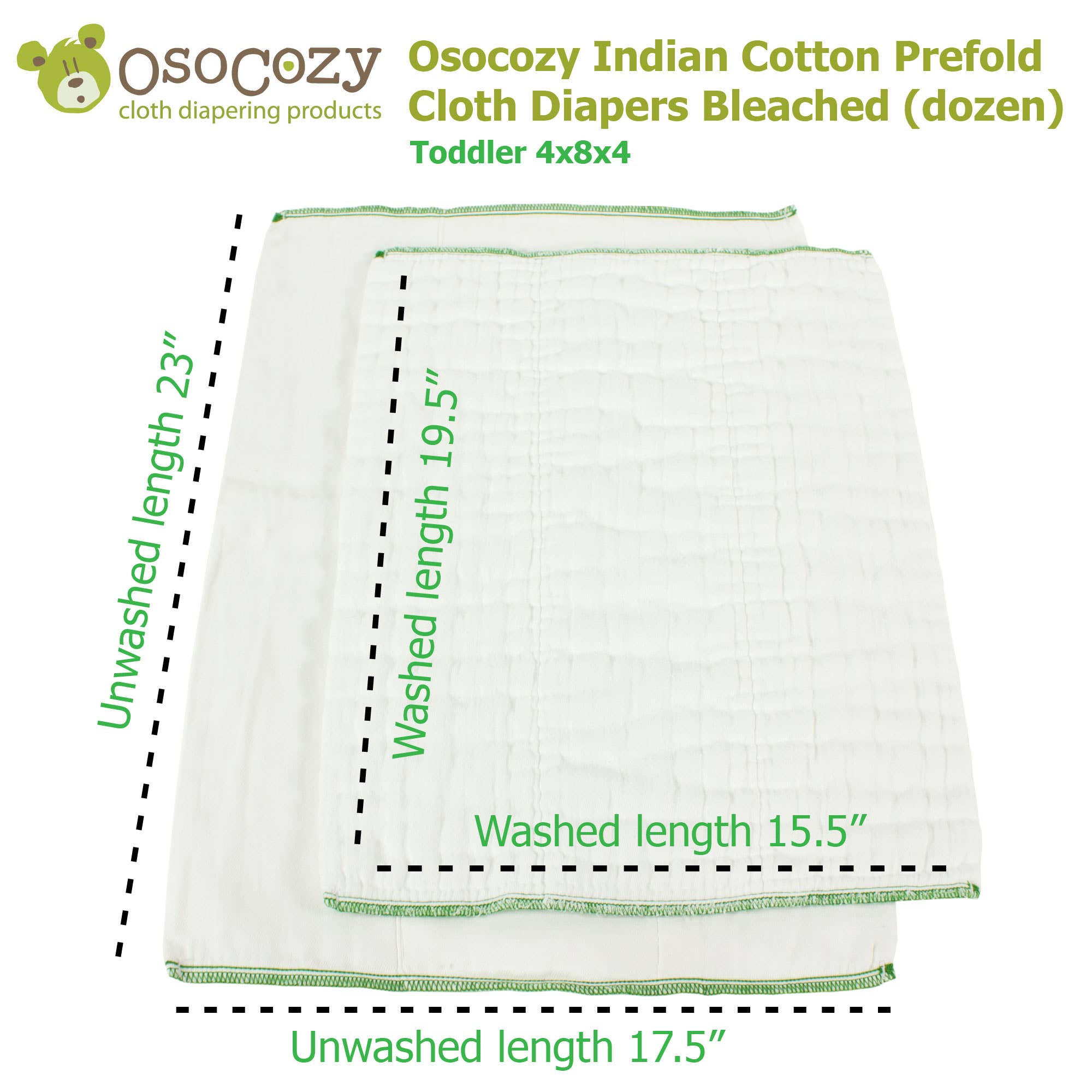 OsoCozy – Fralda de pano - Bebé por atacado – Fraldas de pano pré-dobradas de algodão branqueado OsoCozy by the Dozen7