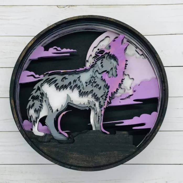 Our Little Makery - Wholesale DIY Craft Kit - Wolf Shadow Box Kit3