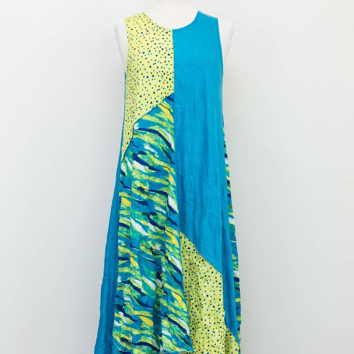 Crinkle Mixed Dress Marine for wholesale by Vine Street Apparel