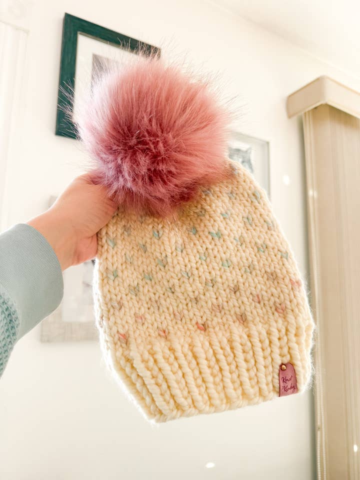 Hand Knit Pastel Adult Hat💝 for wholesale by Knot Kinky HairTies