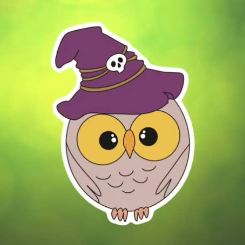 Witchy owl sticker for wholesale by Blonde owl designs