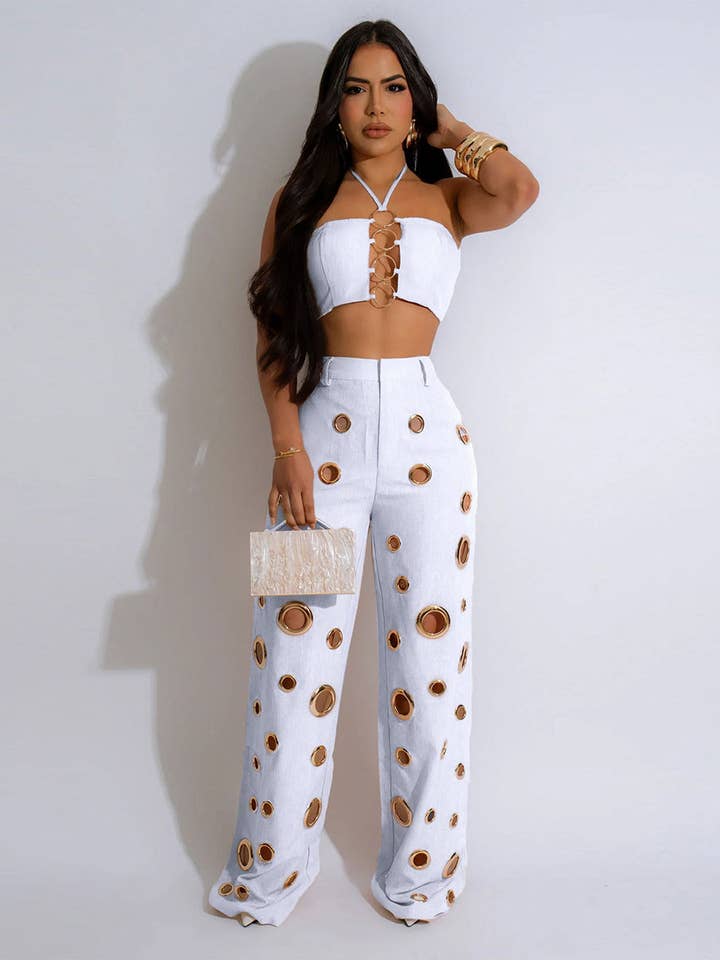 High-Slit Crop Top Set for wholesale by Aria Romance