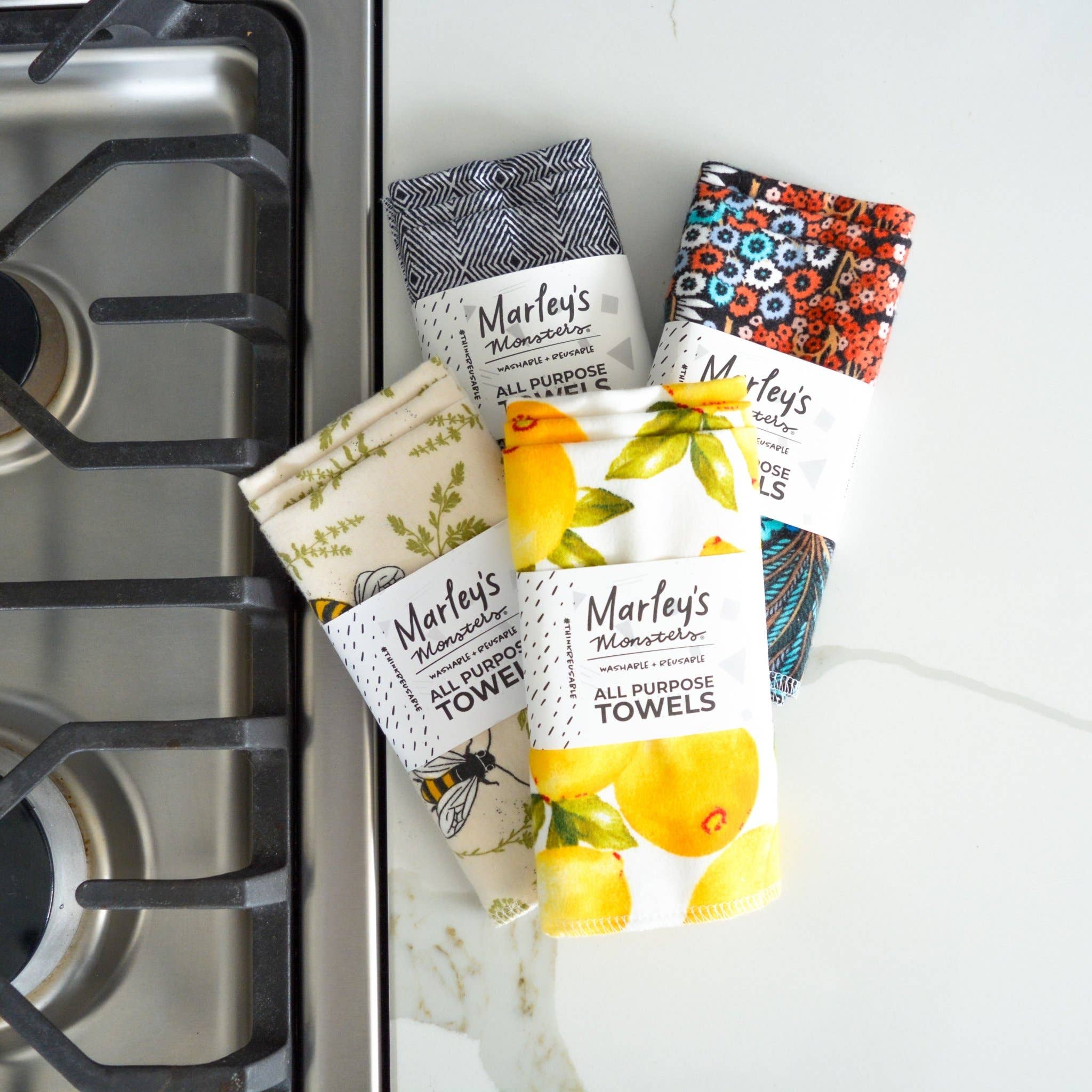 Marley's Monsters - Wholesale Cleaning Cloth - All-Purpose Towels: Prints - 3 Count Sets - Case of 65