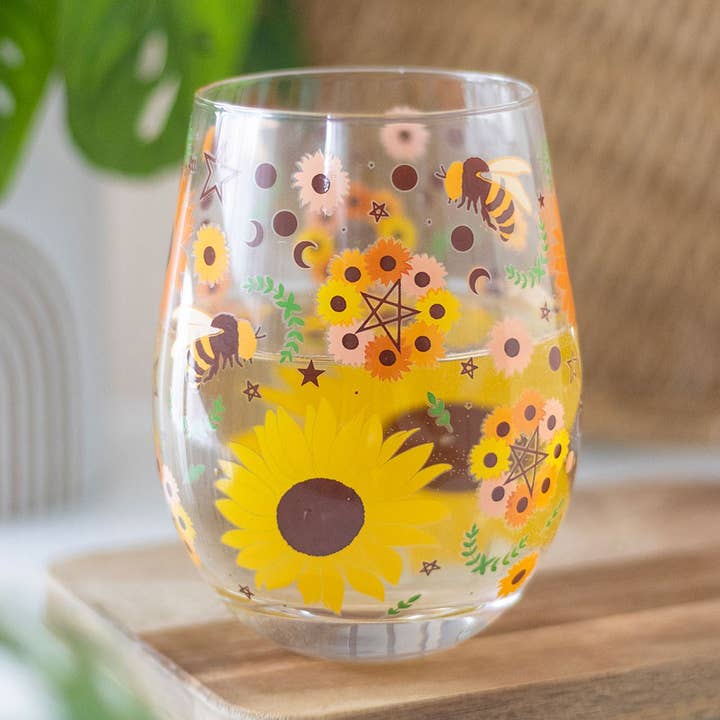 Something Different Wholesale - Wholesale Wine Glass - Bee Radiant Print Stemless Glass