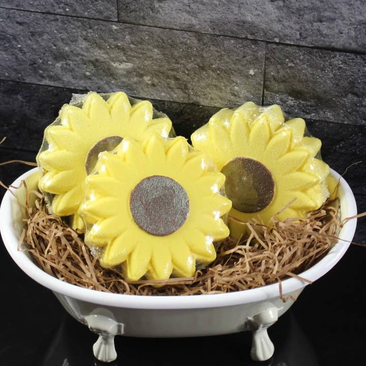 Wicked Bubbles LLC - Vente Bombe de bain/poudre effervescente pour le bain - Bombe de bain Sunflower, 3,5 oz, parfum de tournesol