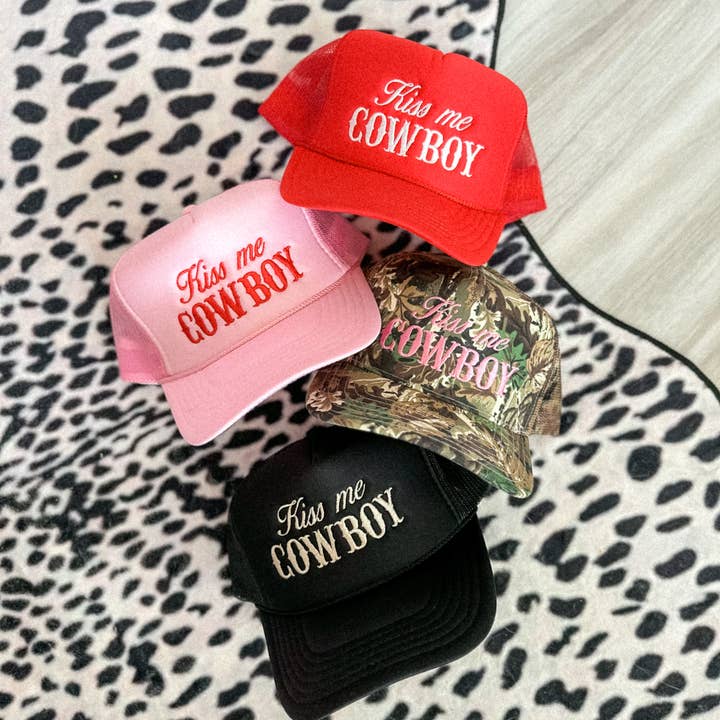 DigitalxCowgirl - Wholesale Trucker Hat - Unisex - Kiss Me Cowboy Embroidered Trucker Hat1