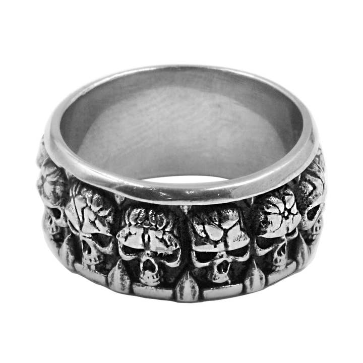 A-625-40 Engraved Skull Ring for wholesale by Awaken