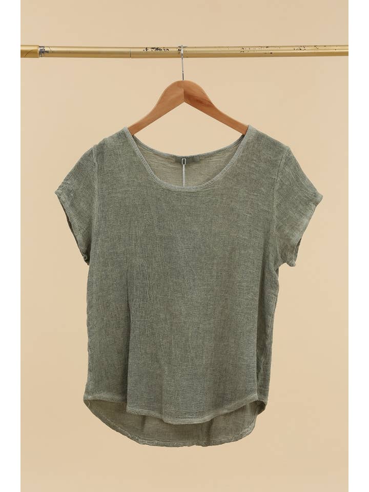 la maison des fibres naturelles - Wholesale T-shirt – women's - cotton-linen blend t-shirt, round neck 3389 10% linen 90% cotton4