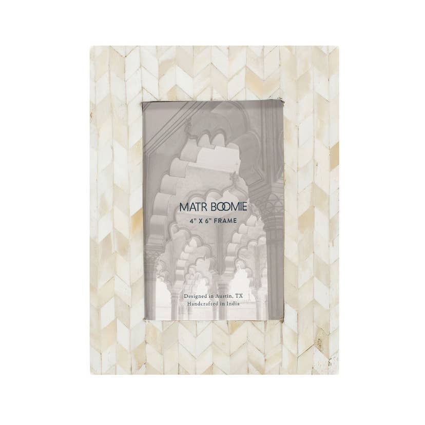 Artemis 4x6 Picture Frame - Hand Carved Bone for wholesale by Matr Boomie Fair Trade