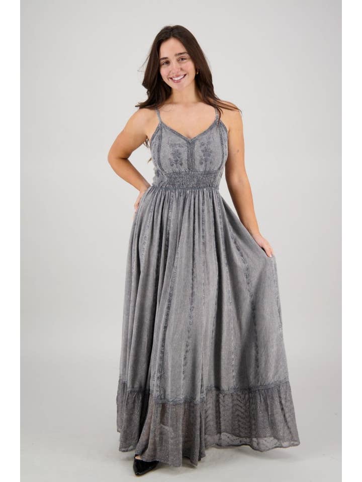Advance Apparels - Wholesale Dress - Women's - Sheer Hem Smocked Maxi Dress ADL-25324
