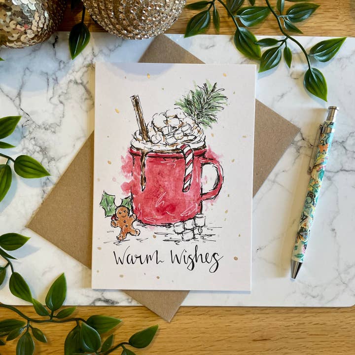 Warm Wishes Hot Chocolate - Christmas Card for wholesale by Crafty Tinks
