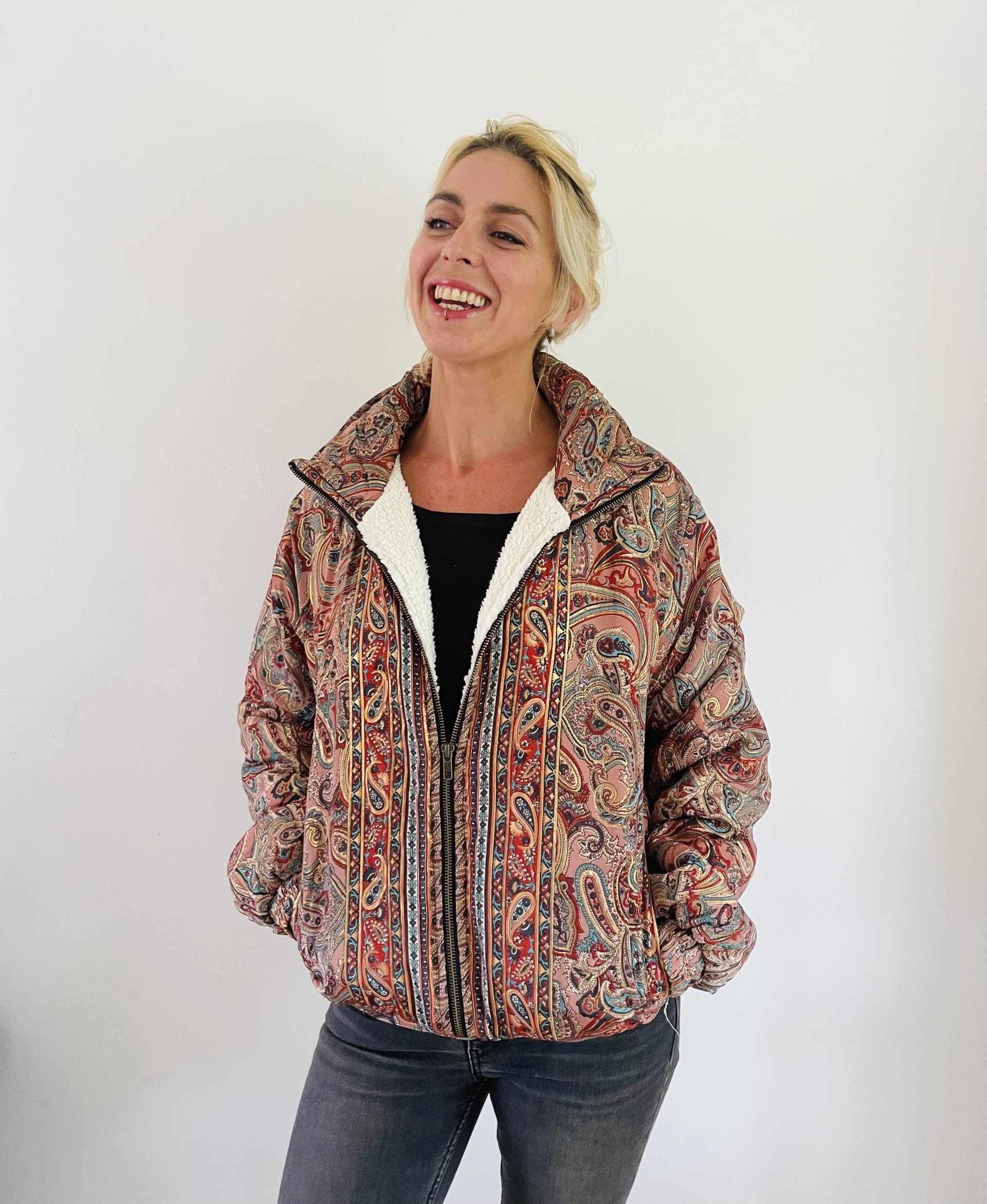 Emma's Emporium – wholesale Bomber jacket – Women’s – AW02: Sari Fleece lined Bomber Jackets - Paisley15