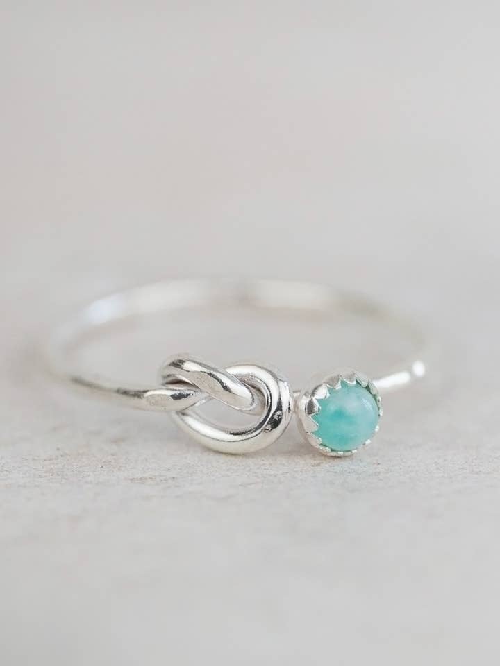 Sterling Silver Love Knot Gemstone Rings for wholesale by Lucy Kemp Jewellery