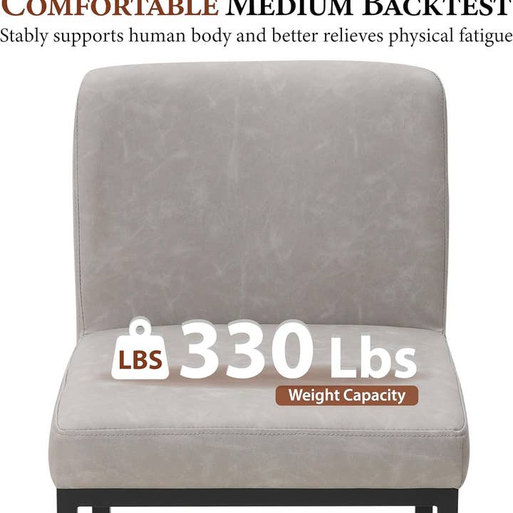 Light Grey Set Of 4 Counter Height Bar Stools PU Leather With Back for wholesale on Faire5