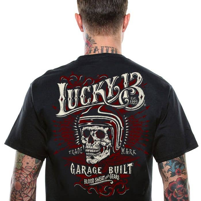 L13 - SKULL BUILT T-SHIRT - Black for wholesale by Lucky 13