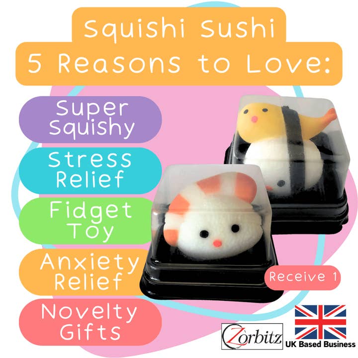 Baby Republic - Venta al por mayor Juguete blando - Niños y bebés - Zorbitz Squishy Sushi - CDU de 12 piezas