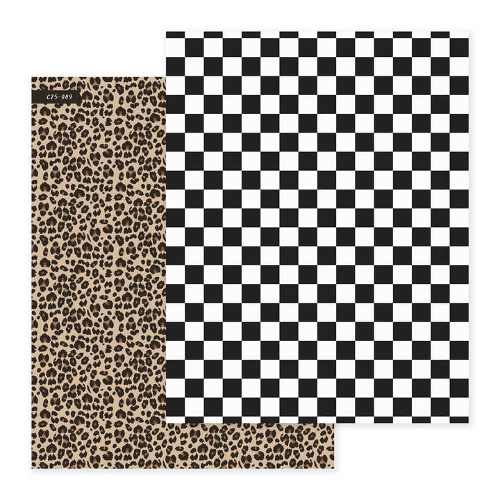 Checker & Leopard | Scrapbook Paper for wholesale by Sadie's Stickers
