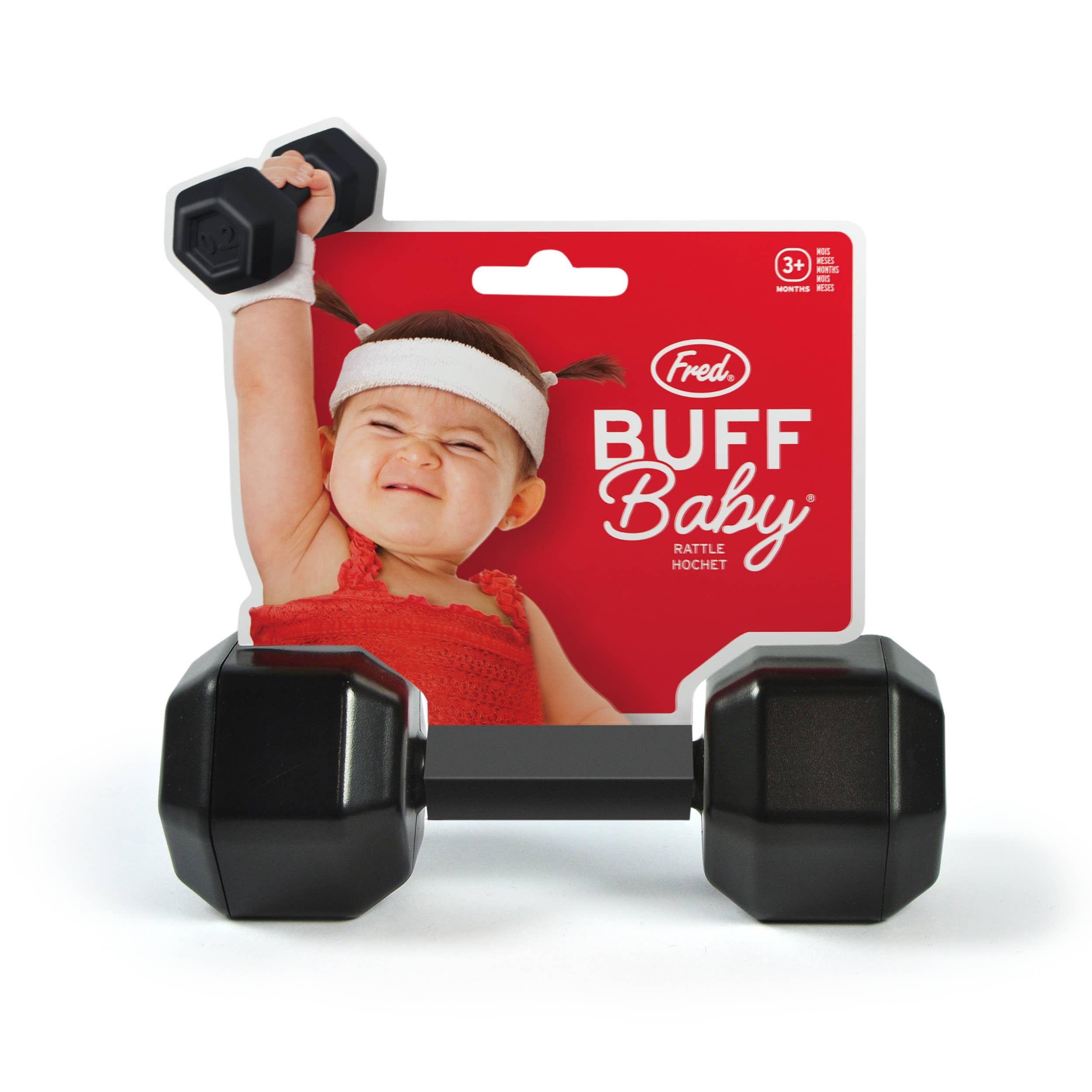 Fred & Friends - Wholesale Handheld Rattle - Baby - BUFF BABY - Dumbbell Rattle