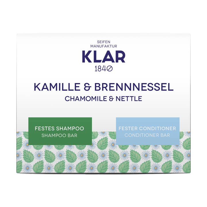 Ensemble : Barre de Shampooing & Après-Shampoing Camomille & Ortie 2 x 100g pour la vente par Klar Seifen