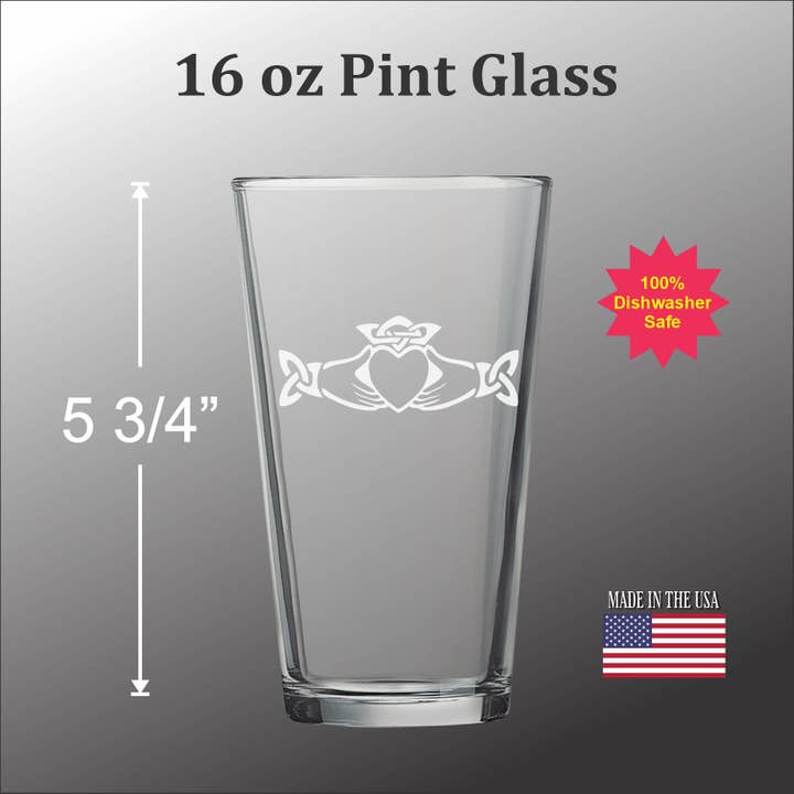 Adirondack Etching LLC - Wholesale Drinking Glass/Cup - Celtic Claddagh - Glassware