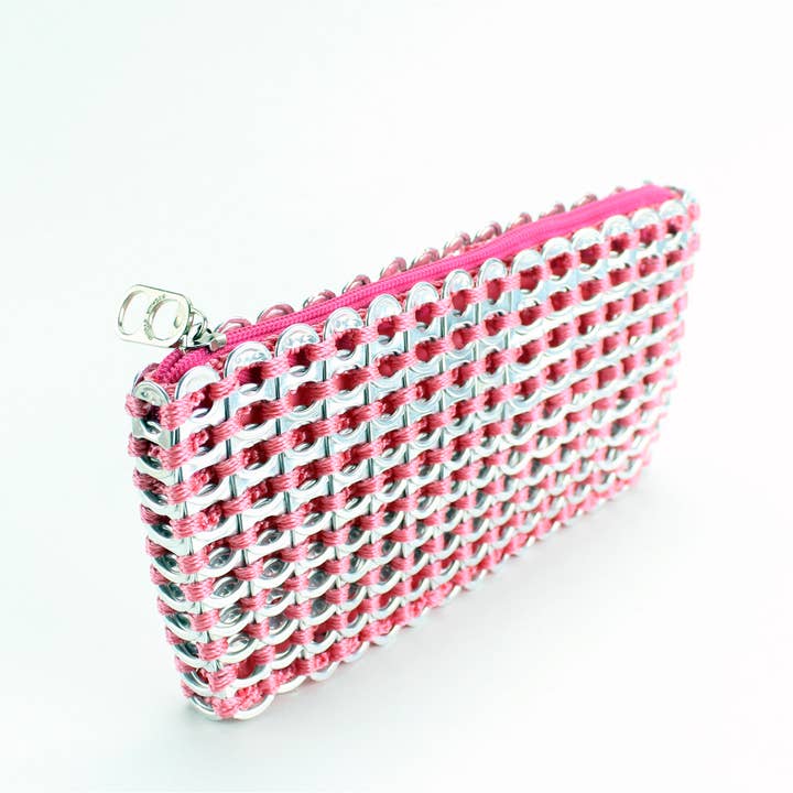 Escama Studio - Wholesale Clutch Bag - Women's - Soda Tab Purse, 'CHICA ROSA' Zip Top Clutch PINK
