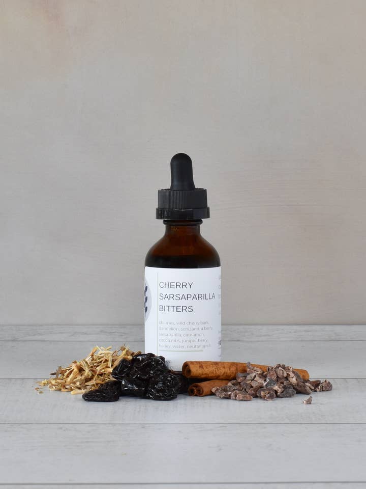 Cherry Sarsaparilla Bitters | Botanical Cocktail Mixer 2 oz for wholesale by FreeWildShe | Bitters & Tea