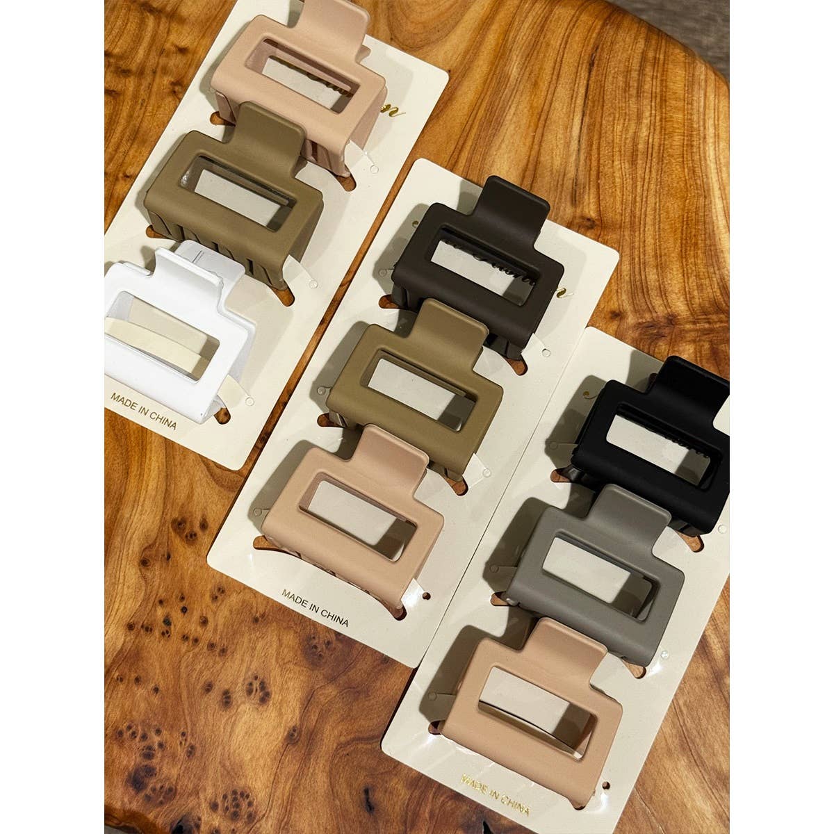 Neutral Color Medium Size  Rectangle Hair Claw Set for wholesale on Faire2