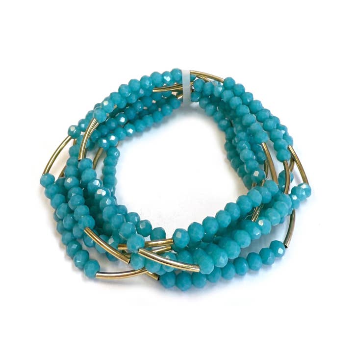 StarryNYC - Wholesale Beaded Bracelet - 5pcs Multi Line Glass Beaded Stackable Stretch Bracelets1