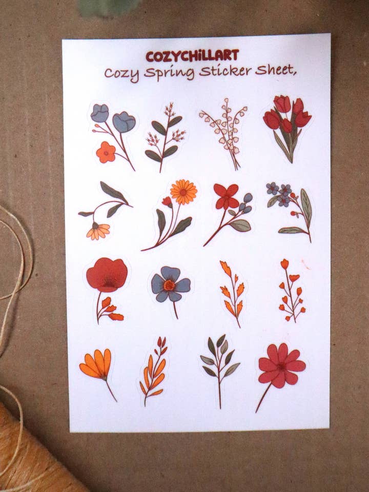 Hoja de pegatinas boho floral y linda para venta al por mayor de cozychillart