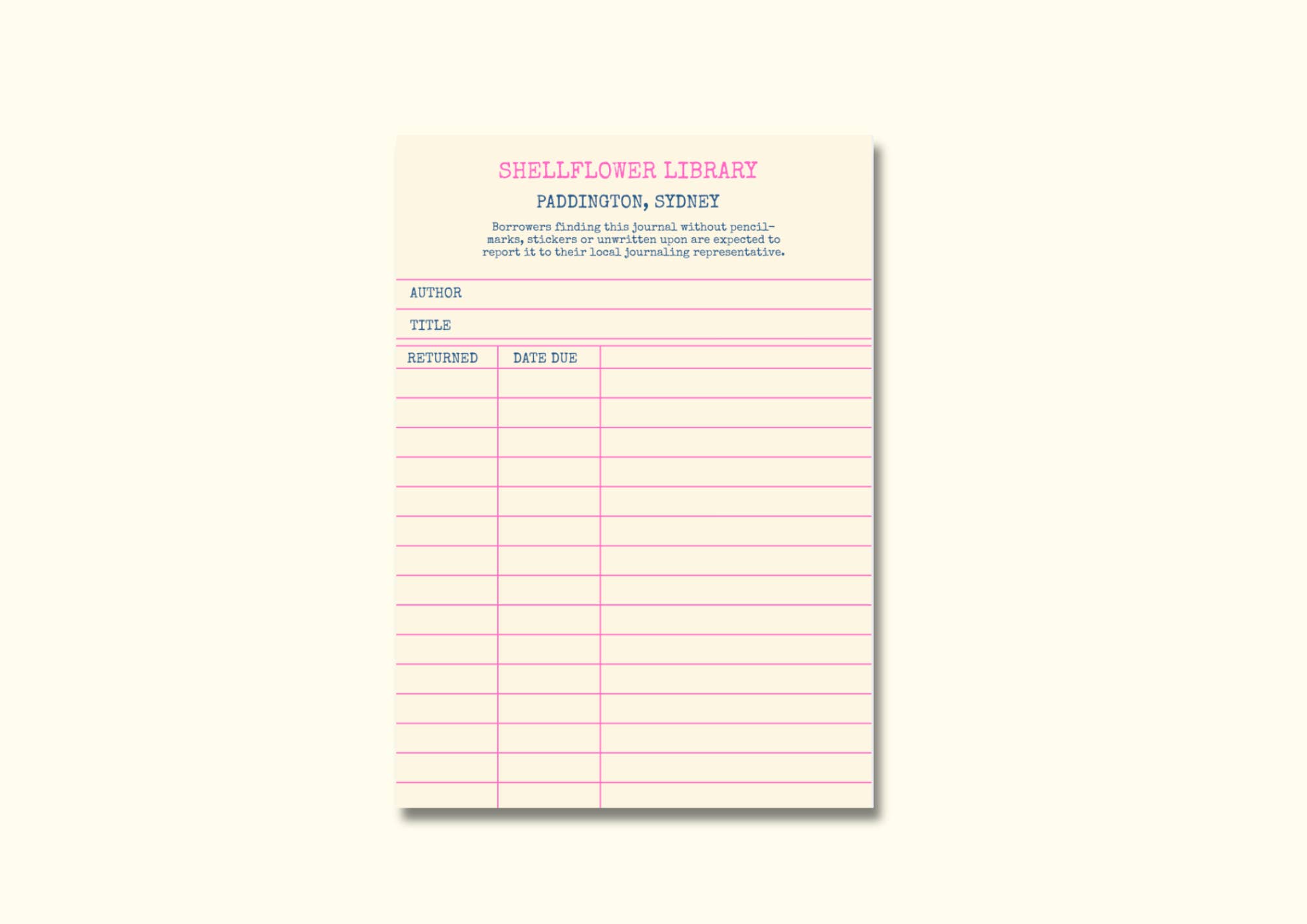 Shellflower - Wholesale Notepad - Library Memo Pad